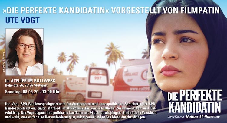 Links Ute Vogt auf der Einladung, rechts die Saudi-arabische Hauptdarstellerin
